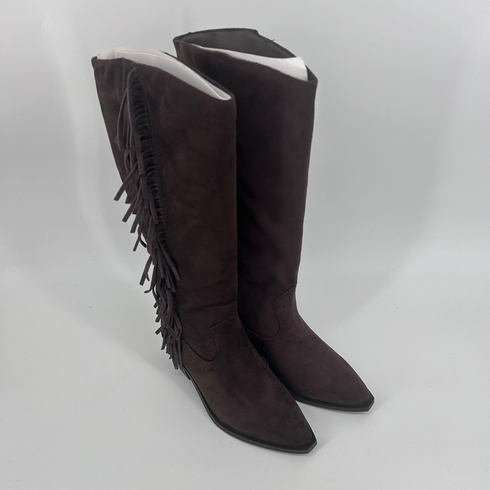Universal Thread Patsy Chocolate Brown Fringe Western Boots Pointed Toe 8.5 NEW